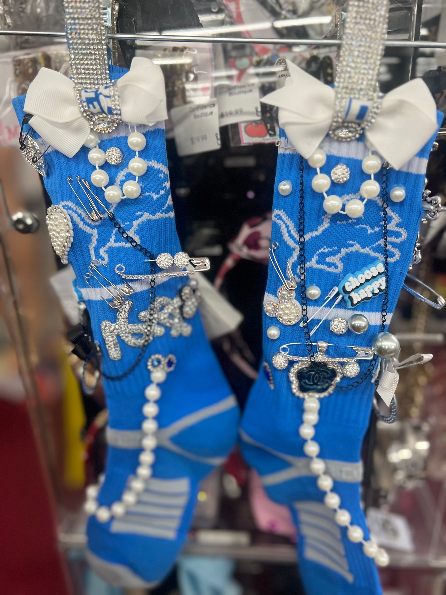 Detroit Lions Bling Socks w Detroit Lions Logo