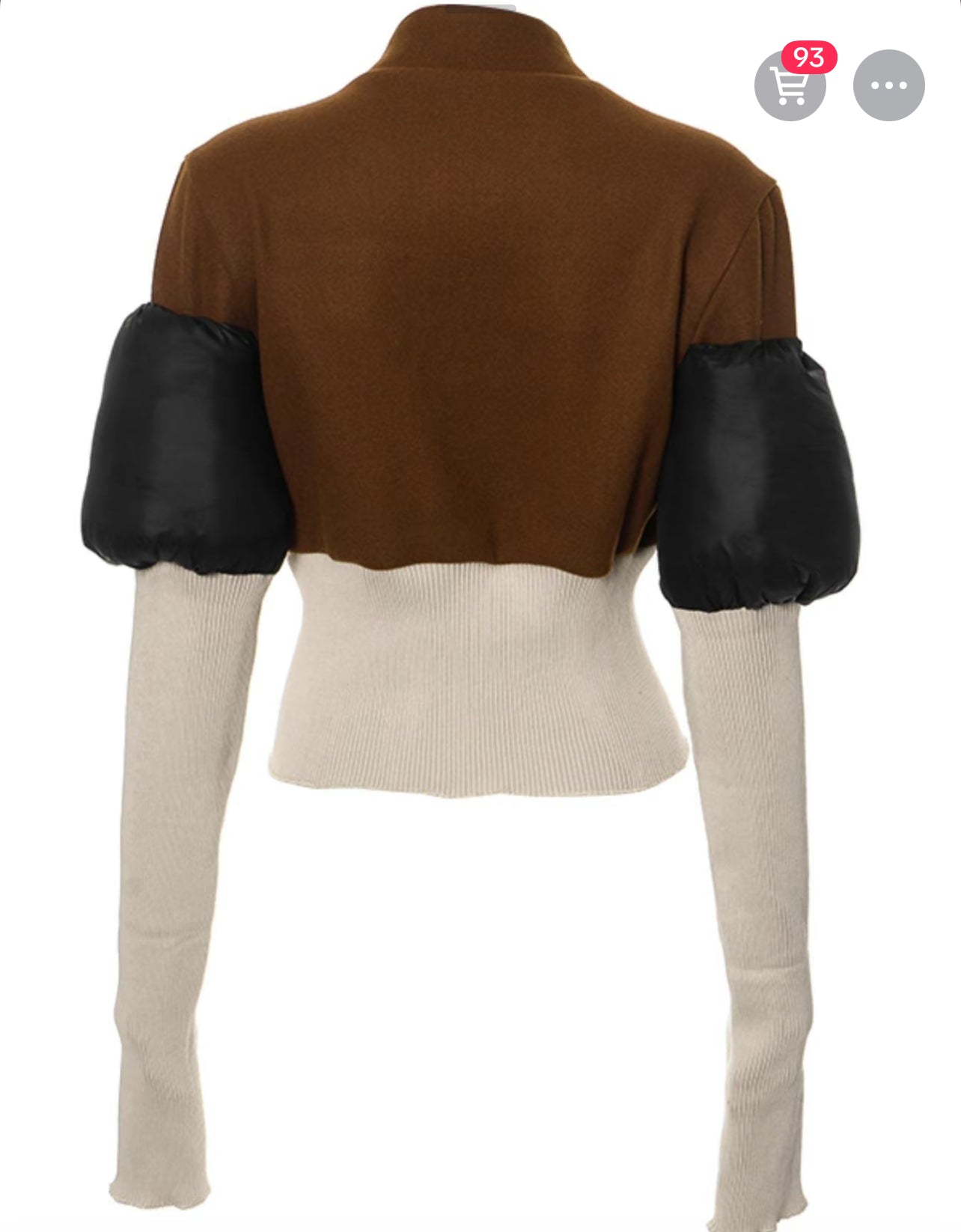 Puff Sleeve Zipper Shirt Sweater